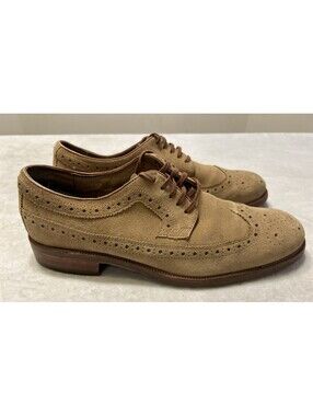 Trask Shoes Men’s Size Size 12 M Beige Suede Wingtip Brogue Dress Oxford Lace Up